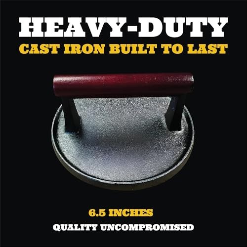 Heavy Duty 6.5" Cast Iron Burger Press - Perfect for Smash Burgers & Grilling, G gallery