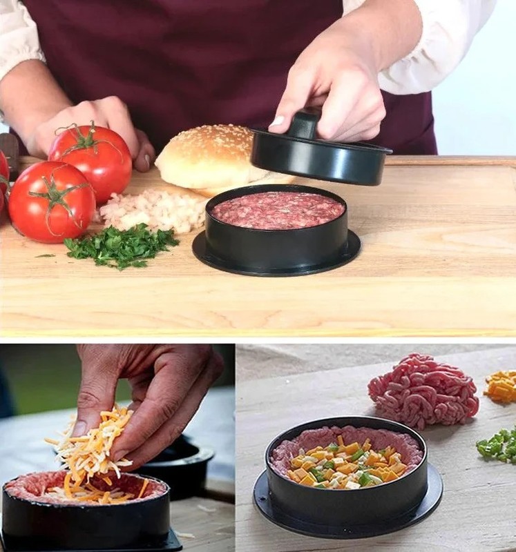 3 IN 1 Non Stick Stuffed Burger Press Hamburger Patty Molds Maker Sliders BBQ gallery