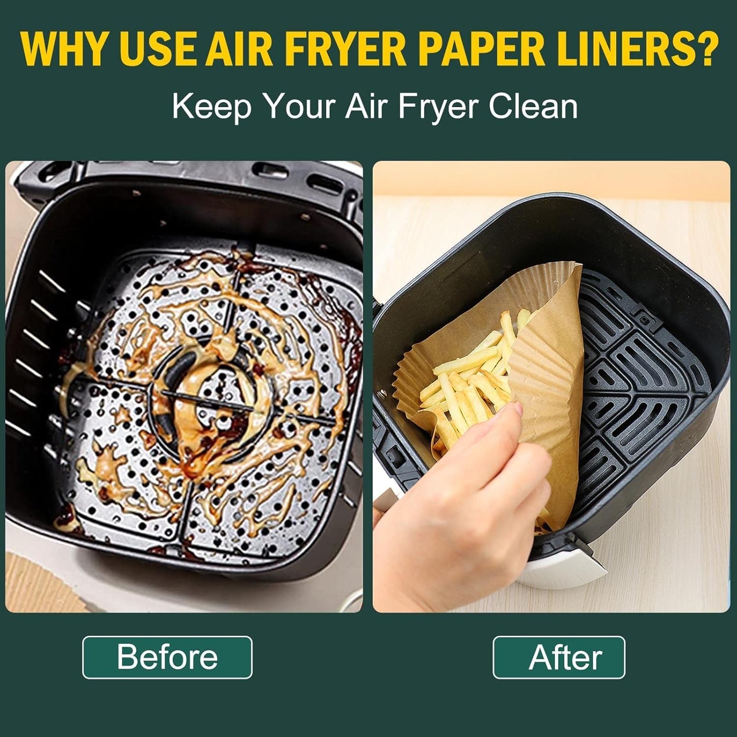 Air Fryer Disposable Paper Liners Square, Square-6.3''(2-5QT), Square gallery