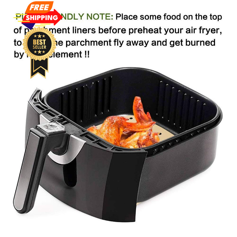 Air Fryer Parchment Paper, Set of 200, 8.5 Inch Unbleached 8.5inch, Brown gallery
