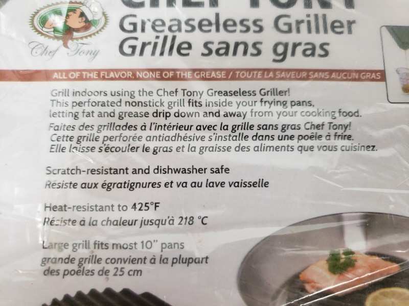 NEW Chef Tony Greaseless Griller MEDIUM FITS MOST 10 INCH PANS gallery