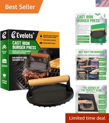 Durable Cast Iron Burger Press with Wood Handle – Essential for the Grill Master