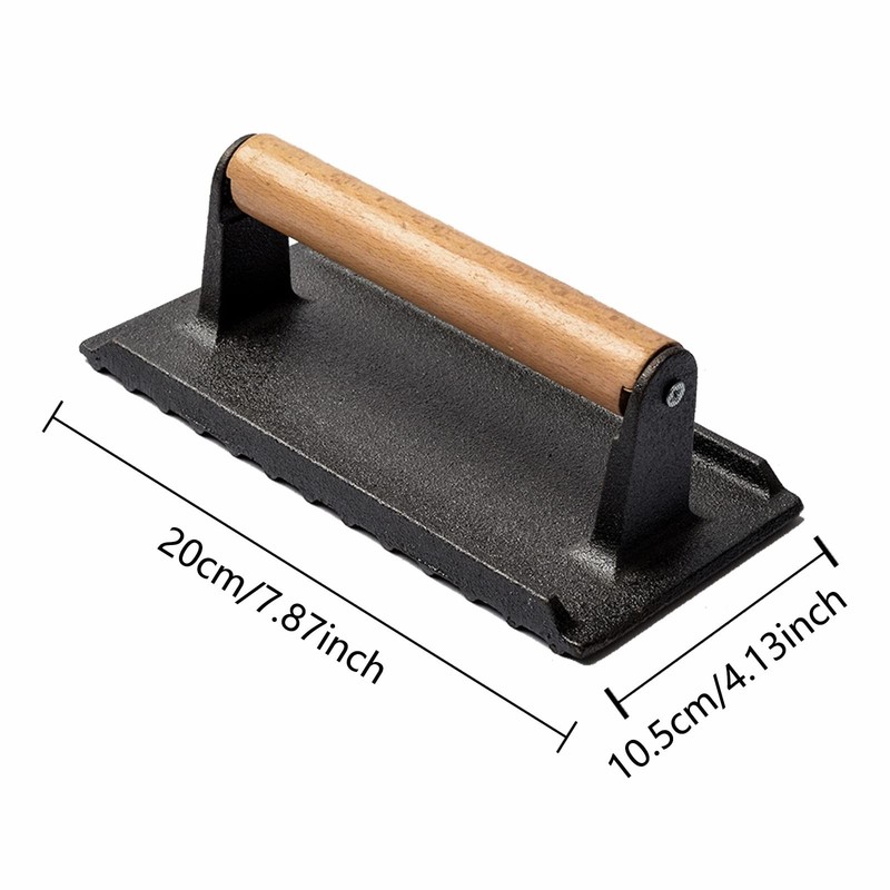 Cast Iron Grill Press Bacon Hamburger for Griddle Flat Top Teppanyaki Barbecue gallery