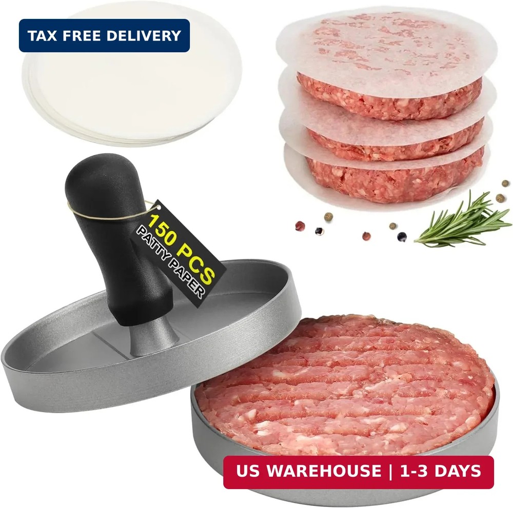 TACGEA Burger Press 150 Patty Papers, Non-Stick Hamburger Patty Maker with Wax P