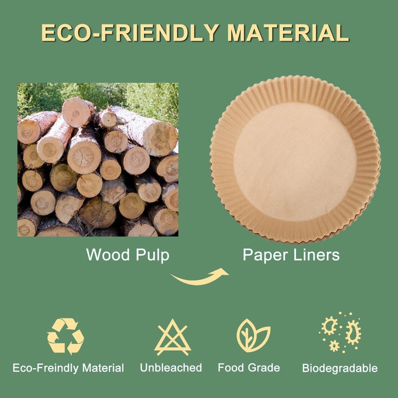 Air Fryer Paper Liner, Unbleached & Biodegradable Material, 6.3 inches, Black gallery