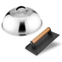 12” Cheese Melting Dome & 8” Burger Press 2pcs Griddle Accessories Set