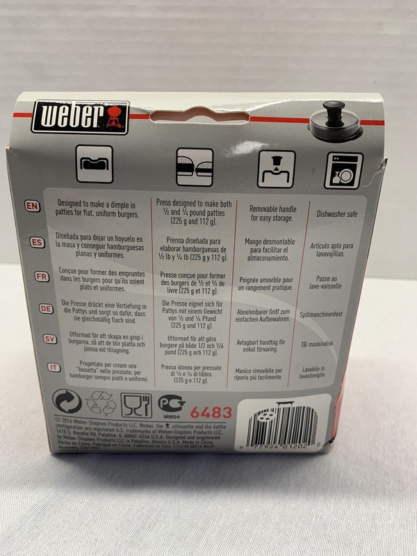 Weber BURGER PRESS BBQ Accessory Dishwasher Safe 1/2lb & 1/4lb Hamburger Patties gallery
