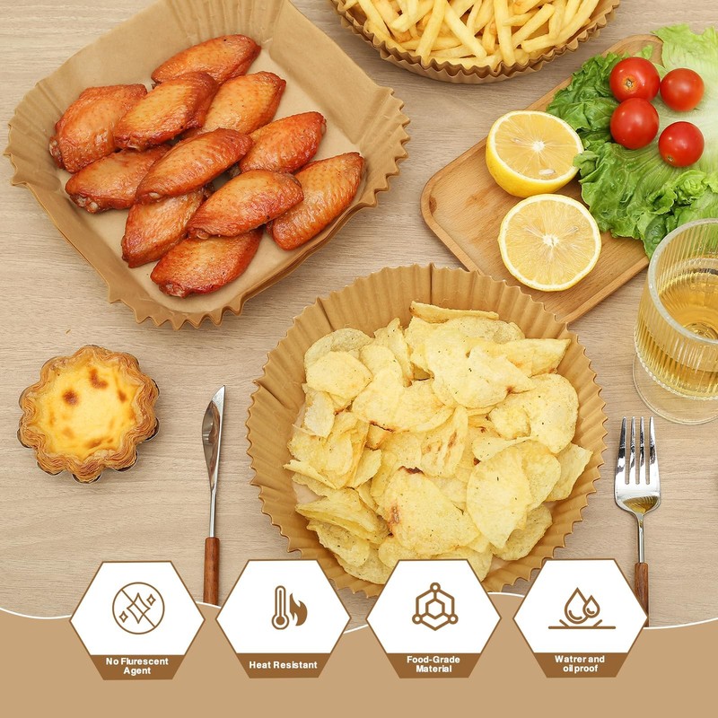 PEETOGER Air Fryer Liners Disposable,100PCS 8inch-100pcs, Paper-Round gallery