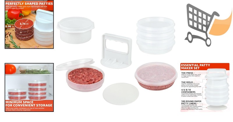 Hamburger Press Patty Maker 4 in 1 Plastic Mold Storage Containers Kitchen Tool gallery