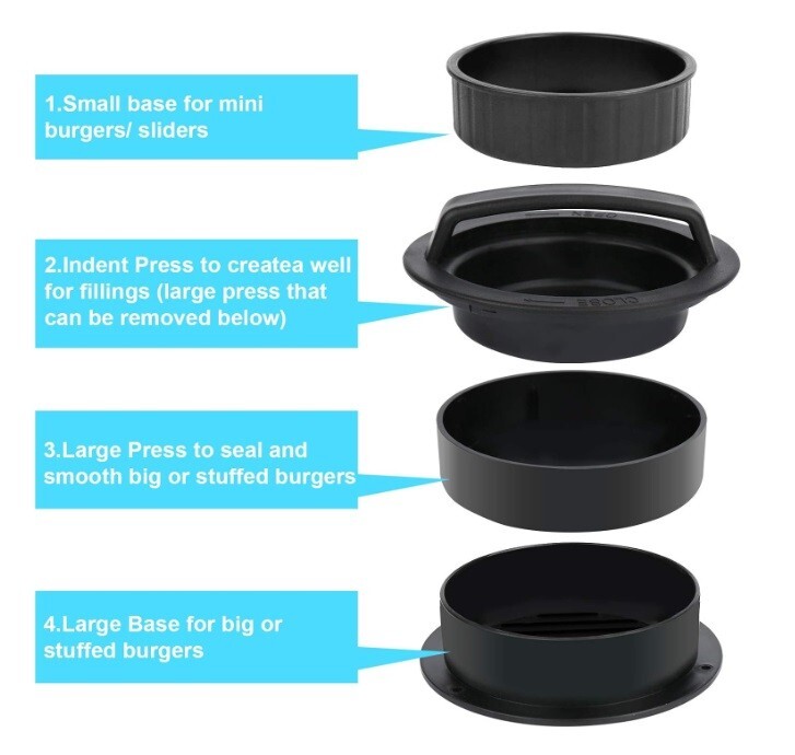 Burger Press Stuffed Patty Maker Non Stick Molds Kit Hamburger Bbq Rings Sliders gallery