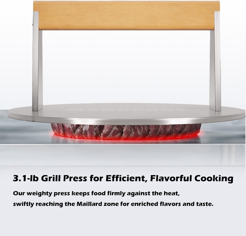 8-Inch Stainless Steel Burger Press - Durable and Versatile for Griddle and BBQ gallery