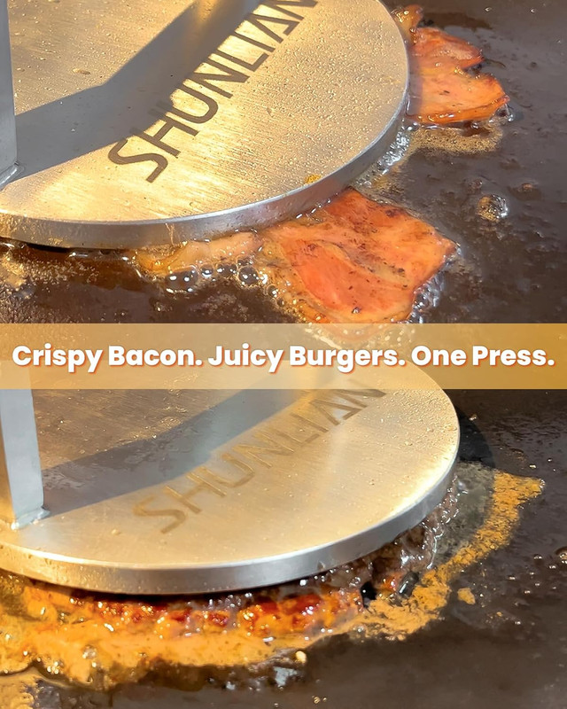 Smash Burger Press, 6 Inch Non-Stick Heavy Duty Hamburger Smasher Tool, 2.9Lb An gallery