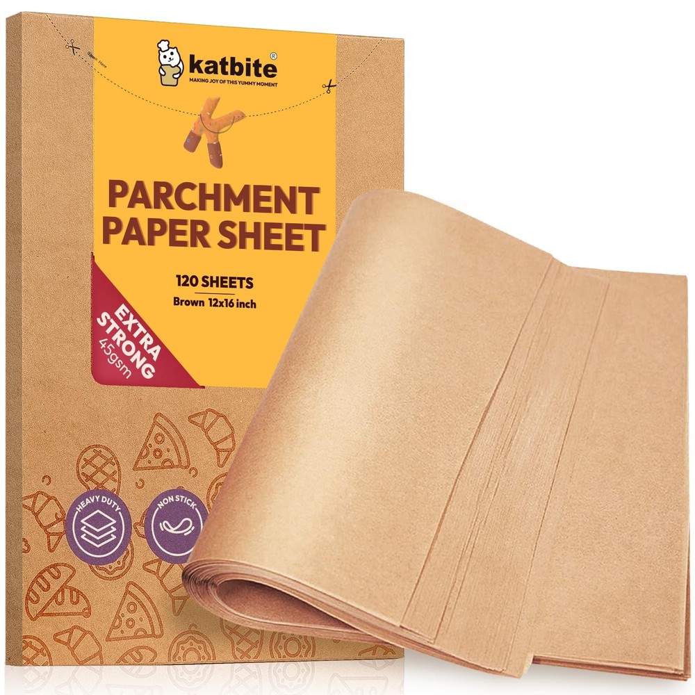 Katbite Unbleached Parchment Paper Baking Sheets, 12"x16"-120, 12"x16"-120