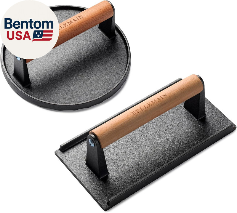 Heavy-Duty Cast Iron Grill Press Set – Perfect Smash Burger Press & Steak Tool w gallery