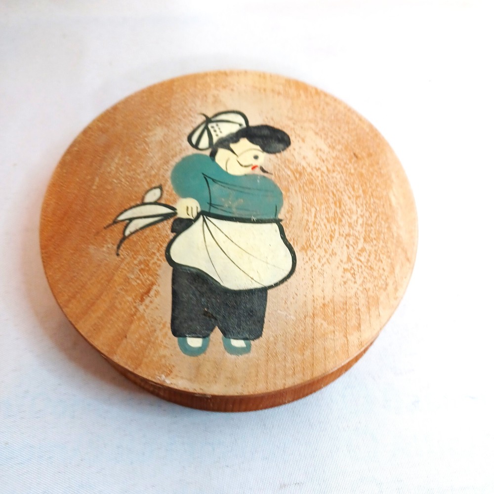 Wooden Hamburger Press Vintage Chef Rooster Hen Kitchy Cabin Core