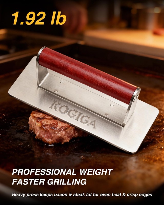 Ultimate Rectangle Griddle Press 1.92LB - 9x4.2 Inch Smash Burger & Bacon Press, gallery