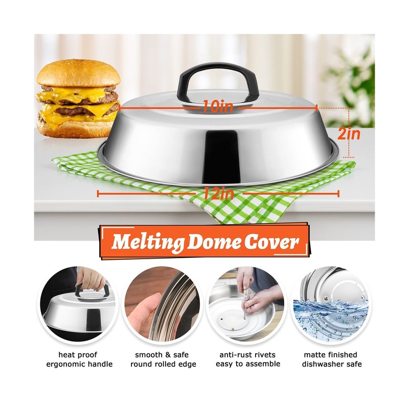 12In Cheese Melting Dome & 7In Cast Iron Grill Press, HaSteeL S... FAST USA SHIP gallery