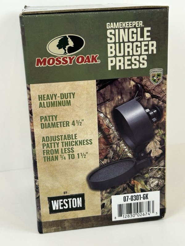 Single Burger Press Heavy Duty - Mossy Oak Gamekeeper, Weston 4.5” Patty Press gallery