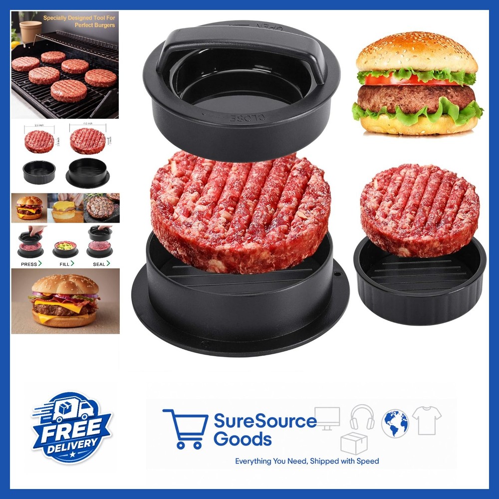 Hamburger Patty Maker 3 in 1 Non-Stick Tool with Parchment Papers Included