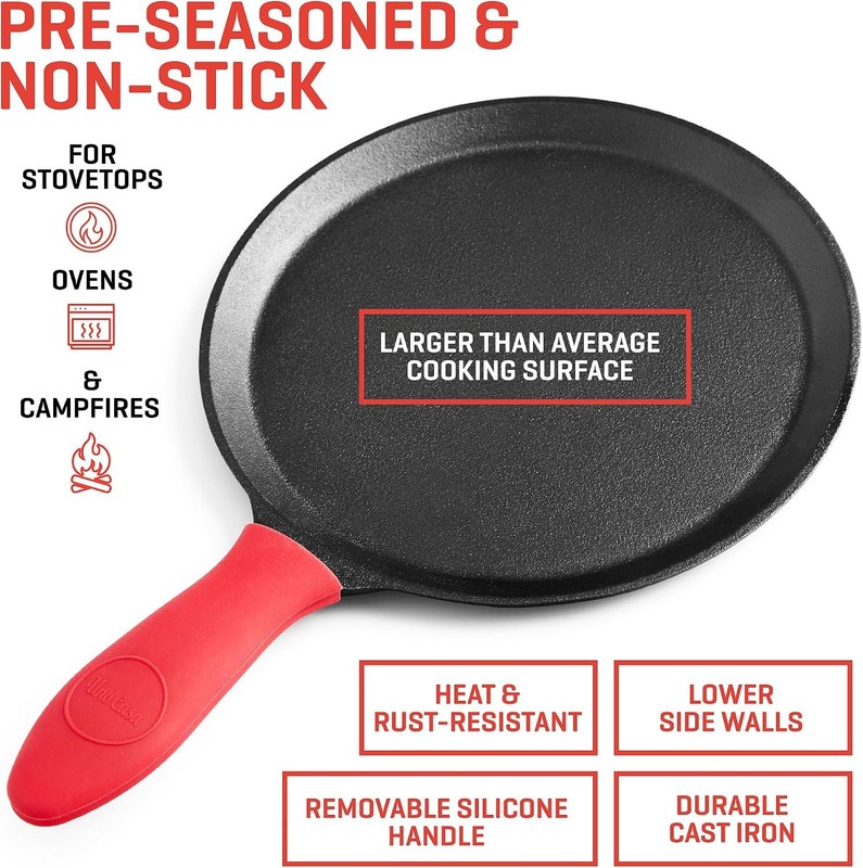 10 Inch Cast Iron Tortilla Press & Comal Pan Bundle - Non-Stick, Heat-Resistant, gallery