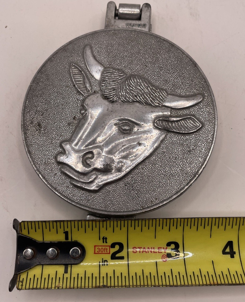 Vintage Aluminum Hamburger Press Bull Head Taiwan Cast Meat Patty Mold
