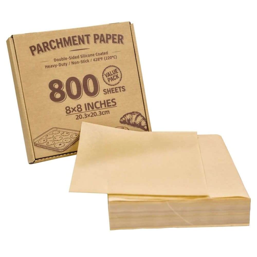 Danjurein 800 Sheets Value Pack 8x8 Parchment Paper 8×8 - 800 Sheets, Brown