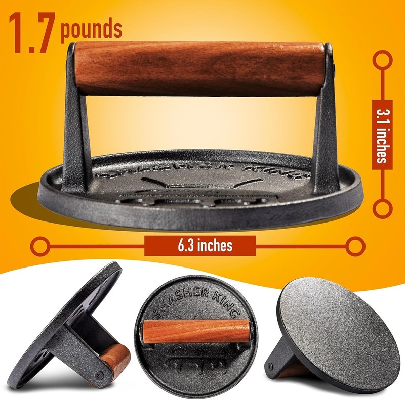 Cast Iron Smash Burger Press Kit gallery