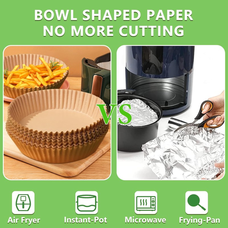 200PCS Air Fryer Liners Disposable: Round 8 Inch Non-Stick 8"Round, Wood gallery