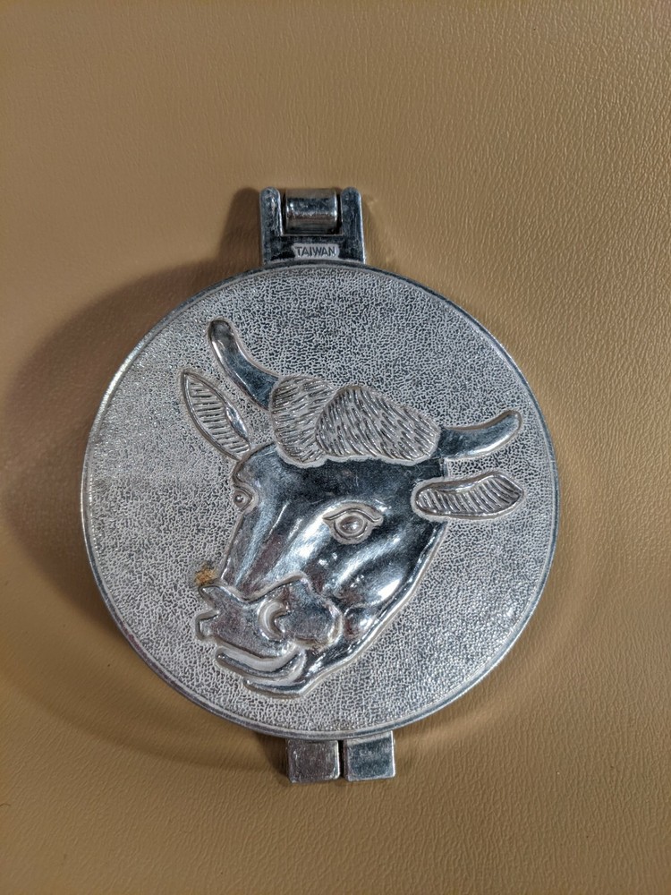 Vintage Farmhouse Cow Metal Hamburger Patty Press Embossed Kitchen Tool