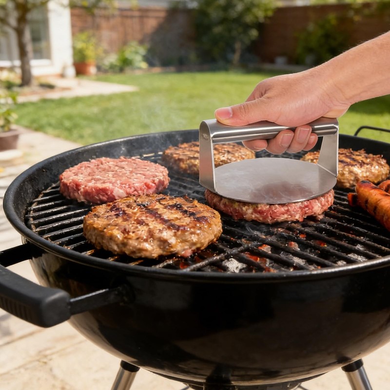 Stainless Steel Burger Press Bacon Grill Burger Smasher Non-Stick Grill Press gallery