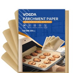 Vosda Parchment Paper Sheets for Baking 12-16 IN Precut 12×16-200pcs, Brown