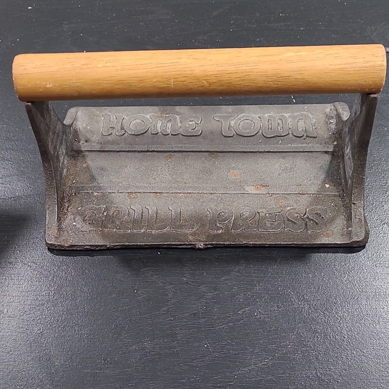 Home Town Grill Press Cast Iron Burger Press w/ Wood Handle, 7 in gallery