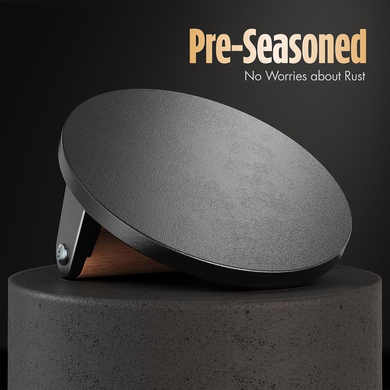 Pisol Smash Burger Press, Pre-Seasoned Cast Iron Hamburger Smasher, 2 Round gallery