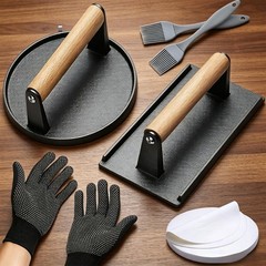 7.9″ Cast Iron Hamburger Smasher Tool, Smash Burger Press Kit, Iron Ham Patty…