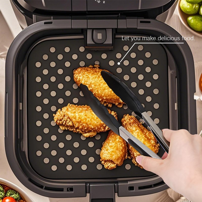 6 Pack Square Silicone Air Fryer 8.5 inches / 21.6 cm, black, red, sky blue gallery