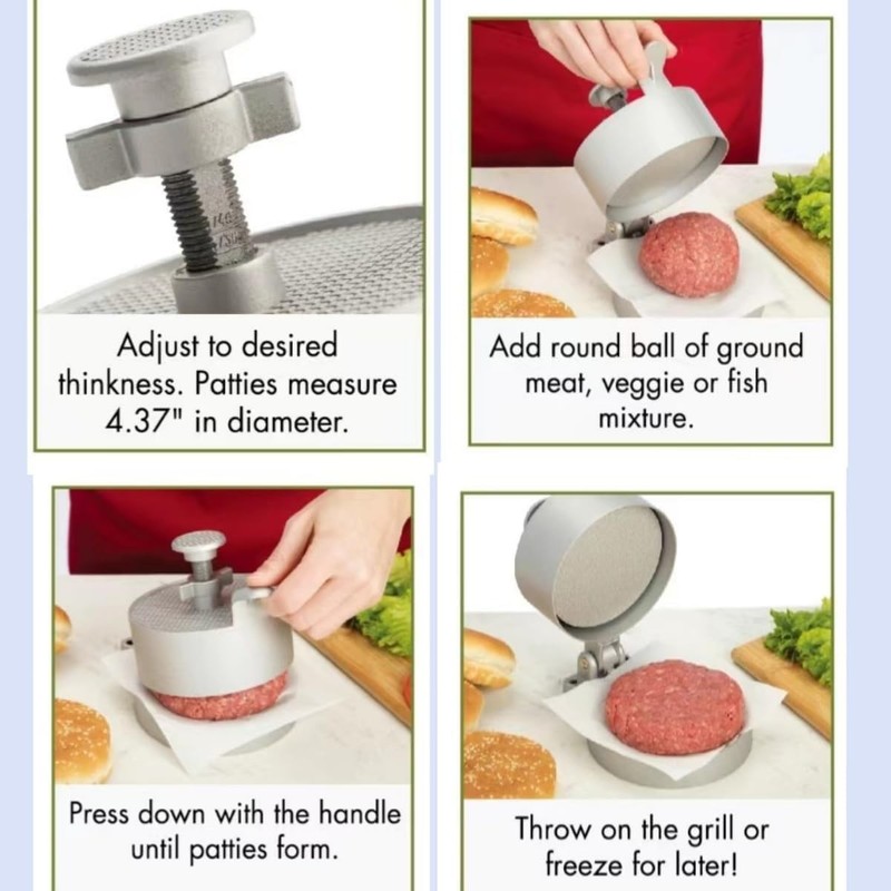 Professional Hamburger Press Patty Maker,Burger Press adjustable,from 1/4Lb t... gallery