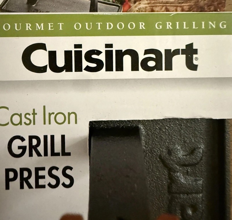 Cuisinart 9” Cast Iron Grill Press Nonstick Wooden Handle NEW gallery