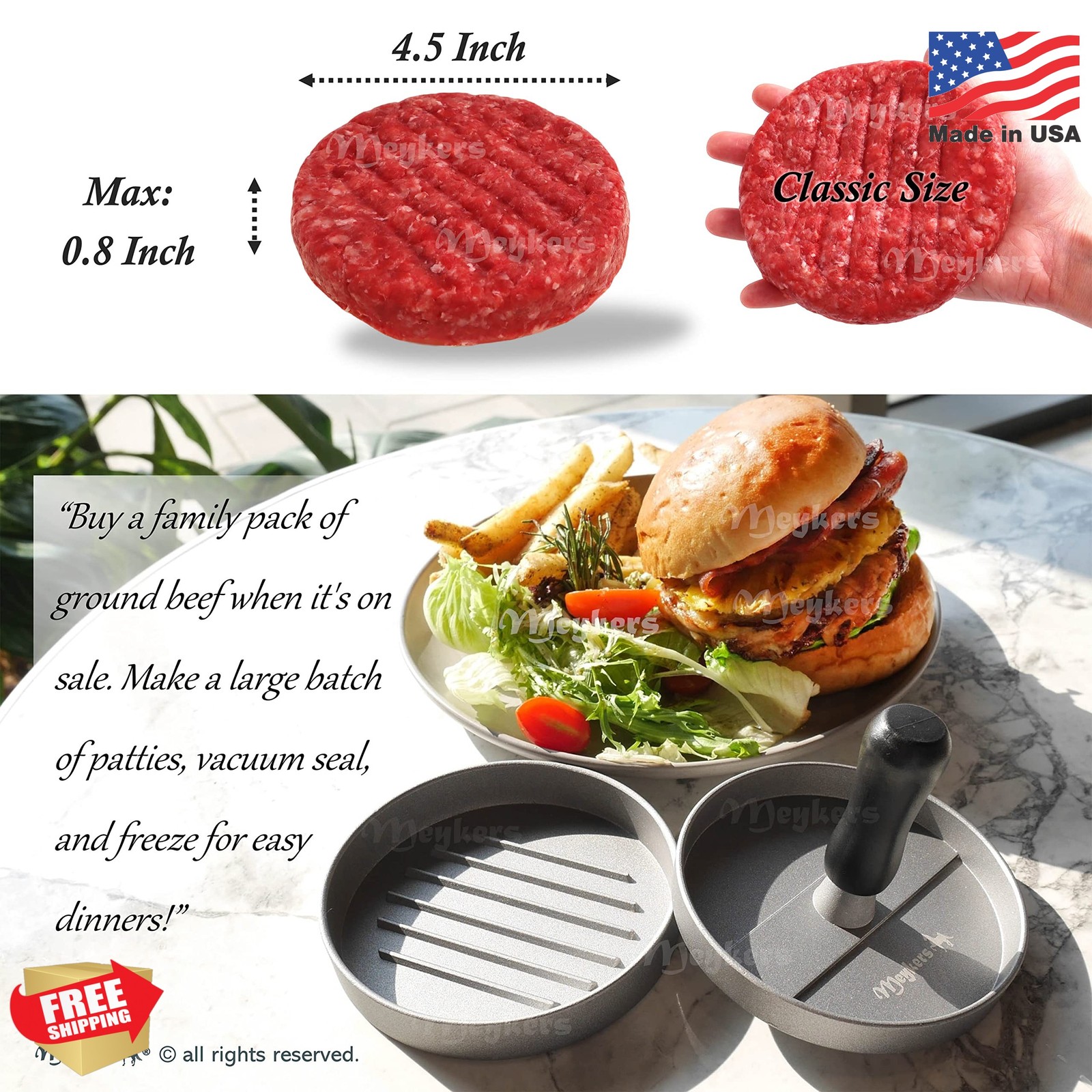 Meykers Burger Press 100 Patty Papers Set | Non-Stick Hamburger Press Patty Make gallery