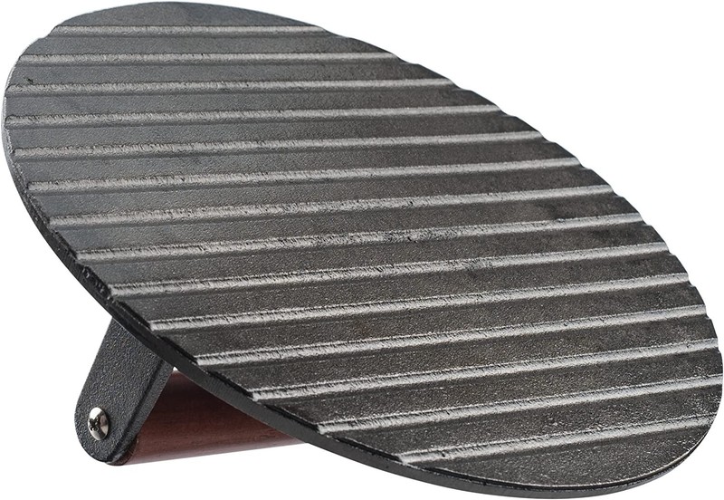 Cast Iron Grill Press Heavy Duty Bacon Press with Wood Handle 8.75Inch Round NEW gallery