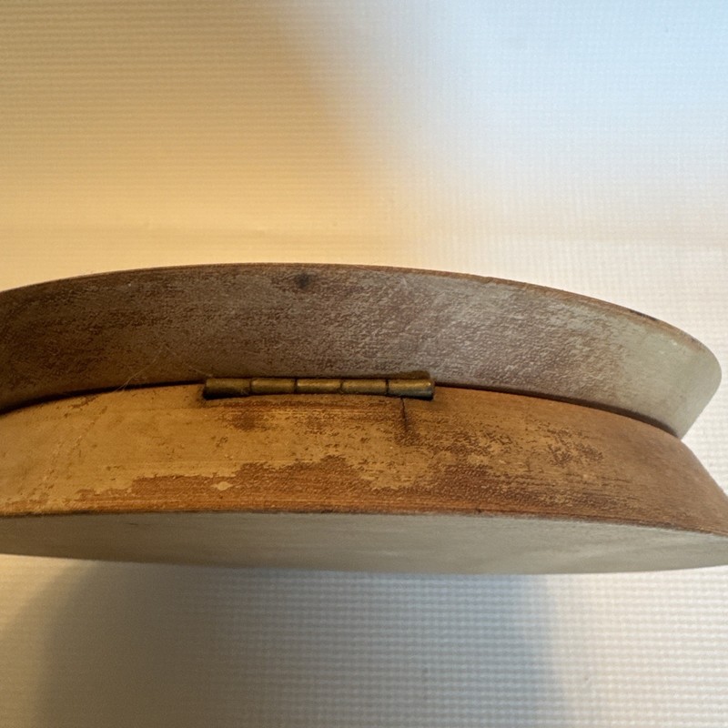 Wooden Hinged Round Hamburger Press Folk Art Painted Rooster Country Vintage 7” gallery