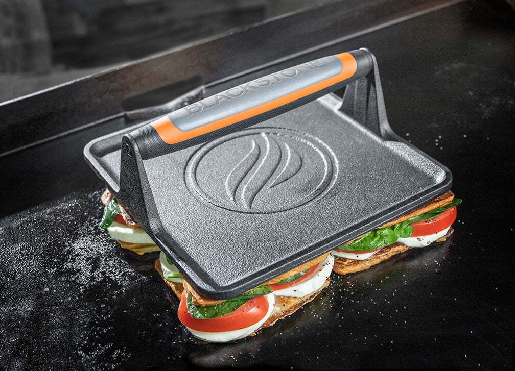 Cast Iron XL Pre-Seasoned Griddle Grill Press w/Heat-resistant Signature Handle gallery