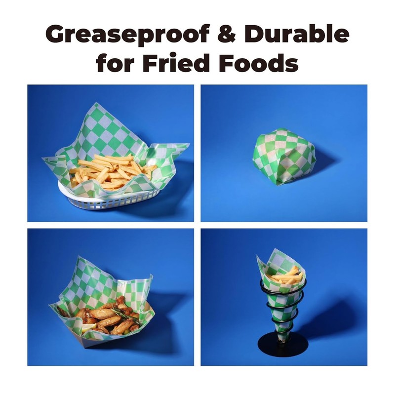Fit Meal Prep [250 Sheets] 12x12" Deli Paper Sheets, Green Checkered gallery