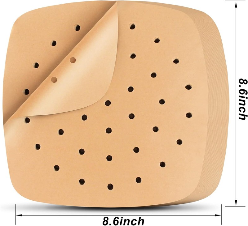 Air Fryer Liners, 200Pcs Square, 8.5 Inch 200 Count (Pack of 1), Unbleached gallery