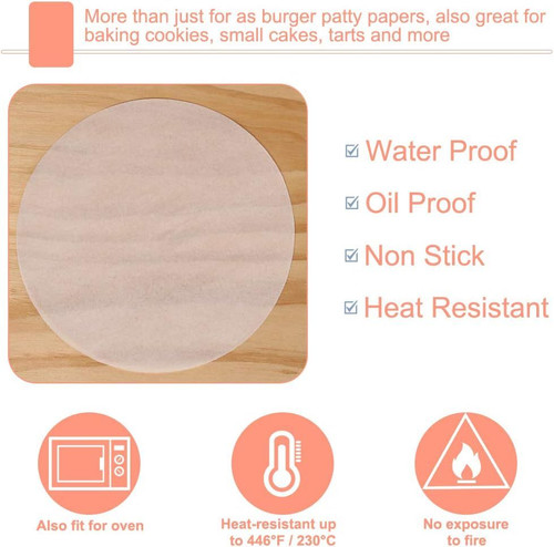 Burger Patty Paper Rounds for 4/4.5 Inch Press, 200pcs 4.5inch gallery