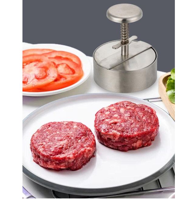 Prensa para hamburguesas de acero inoxidable ideal para parrilla y plancha gallery