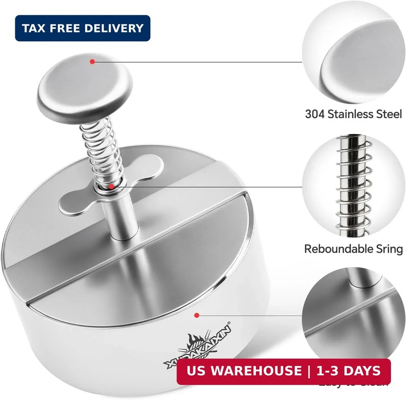 4.5" Hamburger press patty maker,304 Stainless Steel Burger Press, Non-Stick Pat gallery