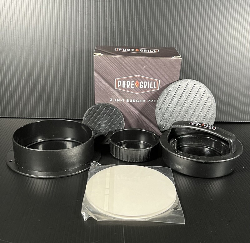 Pure Grill 3-in-1 Burger Press - Patty Maker with 100 Wax Papers - New gallery