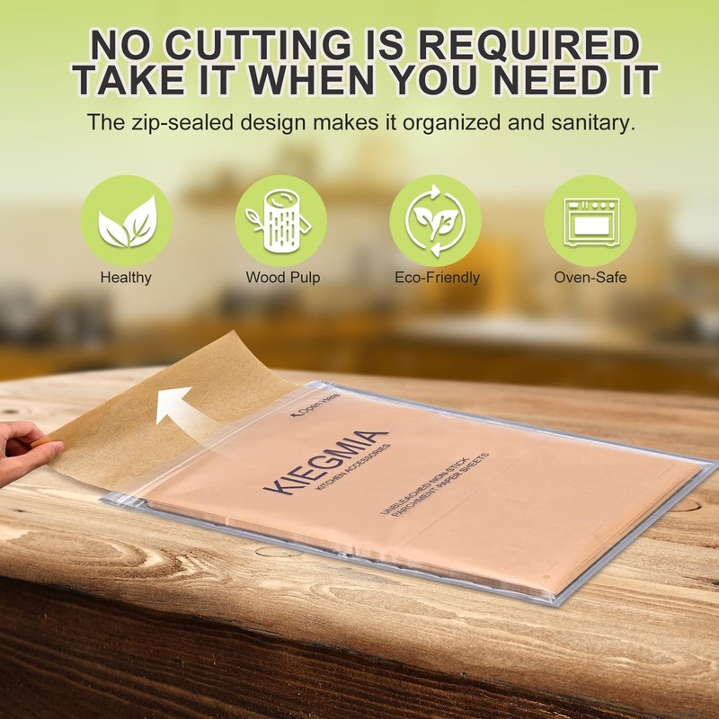 120 PCS Parchment Paper Sheets, 9 x 13 IN Unbleached, Precut 9×13, Unbleached gallery