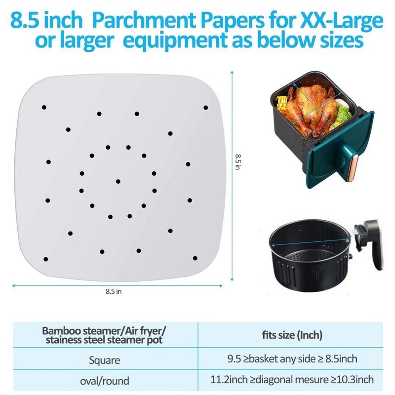 200pcs 8.5inch Square Perforated Parchment Paper 8.5 inch/21.6cm, White gallery