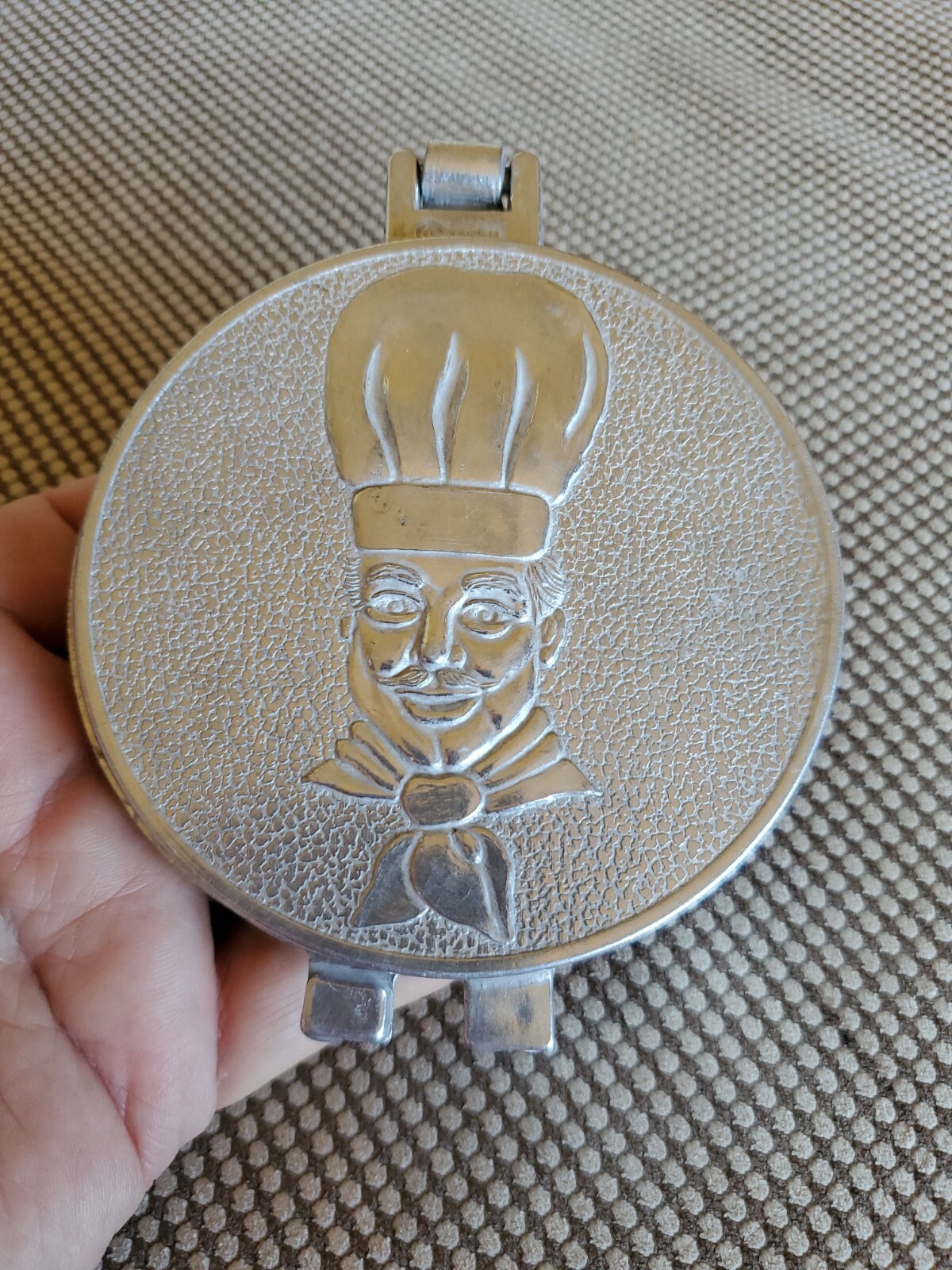 Vintage 1950s Hamburger Press Aluminum Ground Meat Burger Slider Embossed Chef gallery